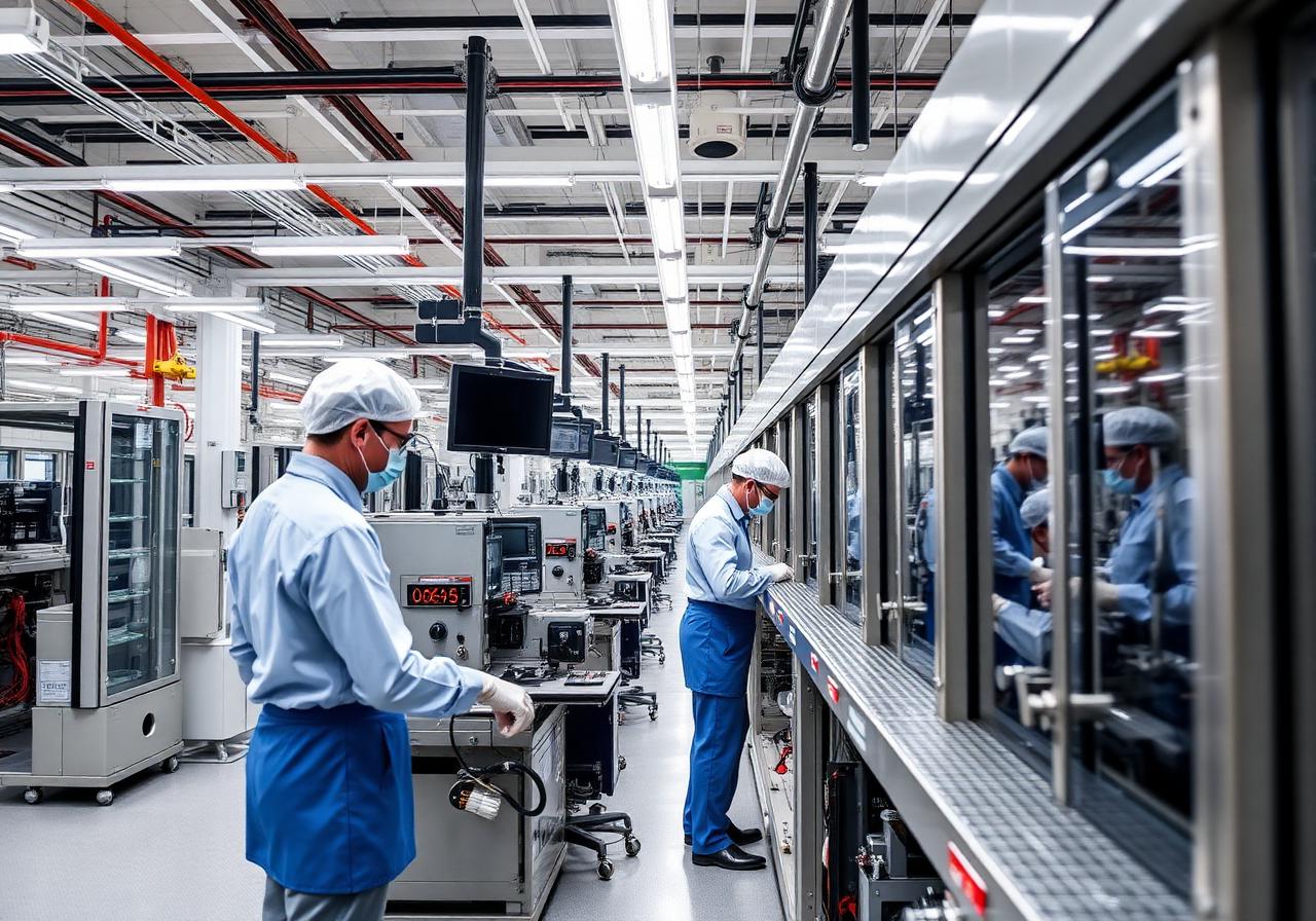 Kaden smart lock manufacturing line with workers assembling and testing electronic locks
